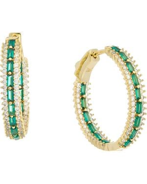 Juvell Cubic Zirconia Inside Out Hoop Earrings - Green