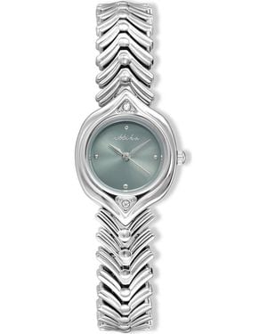 Ettika Round Case Chevron Strap Watch - Metallic