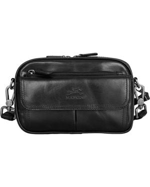 Mancini Buffalo Leather Organizer Crossbody Bag - Black