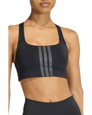 adidas Opt 3-Stripes Medium Support Sports Bra - Black