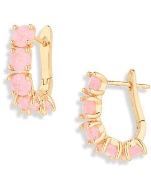 Cara Cubic Zirconia Hoop Earrings - Pink