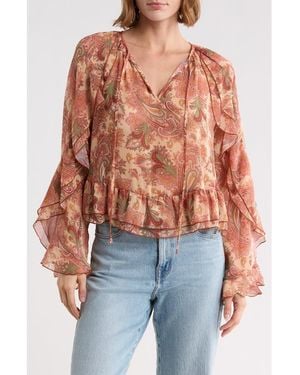Joie Ruffle Top With Bell Sleeves - Blue