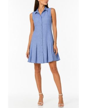 Beach Lunch Lounge Two Pocket Sleeveless Shirtdress - Blue