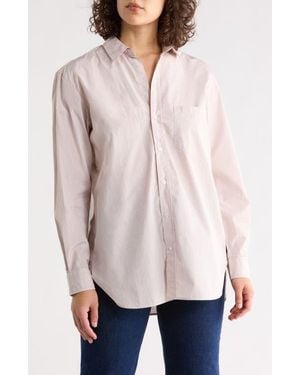 Frank & Eileen Striped Relaxed Fit Cotton Button-Up Shirt - Pink