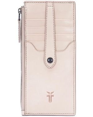 Frye Slim Leather Snap Card Wallet - Natural