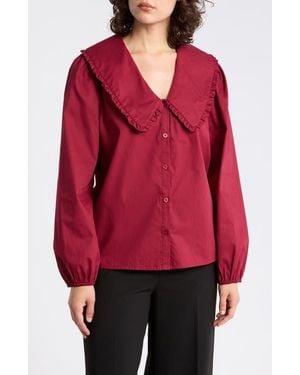 Gemma  Jane Peter Pan Collar Top - Red