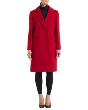 Sofiacashmere Double-Breasted Wool Coat - Red
