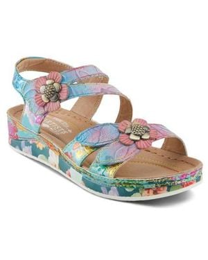 Spring Step Calista Floral Embellished Ankle Strap Sandal - Multicolor