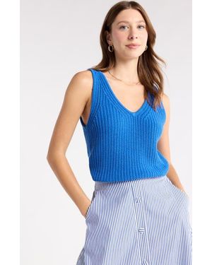 1901 V-Neck Sweater Tank - Blue