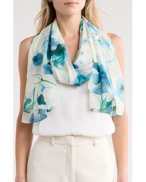 Calvin Klein Watercolor Chiffon Scarf - Blue