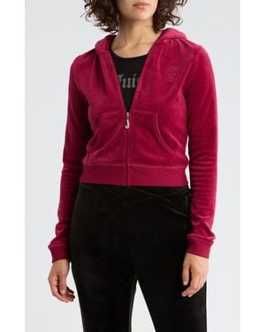 Juicy Couture Heritage Velour Zip-Up Hoodie - Red
