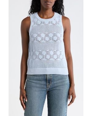 Splendid Honore Cotton Crochet Tank - Blue