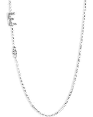Meshmerise Bezel Diamond Initial Chain Necklace - White
