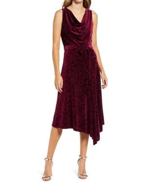 Julia Jordan Donna Ricco Cowl Neck Sleeveless A-Line Dress - Red