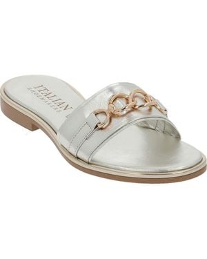 Italian Shoemakers Monik Chain Flat Slide Sandal - White