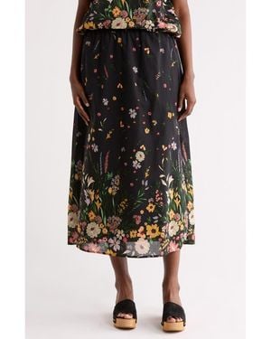 DR2 by Daniel Rainn Floral Border Maxi Skirt - Black