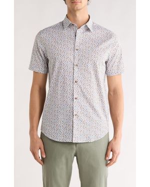 Bugatchi Orson Short Sleeve Button-Up Shirt - Gray
