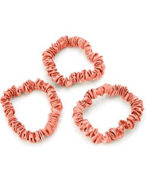 BLISSY 3-Pack Skinny Silk Scrunchies - Red