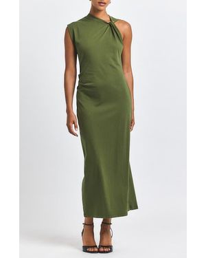 10 Crosby Derek Lam Evelise Embelllished Twist One-Shoulder Cotton Dress - Green