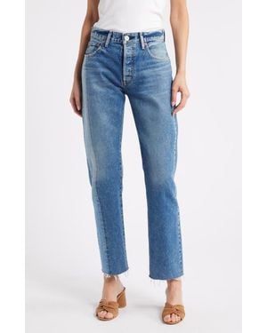 Moussy Westchase High Waist Ankle Straight Leg Jeans - Blue