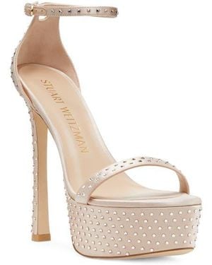 Stuart Weitzman Nudistcurve Hollywood Shine Sandal - White