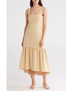 Theory Linen Blend Midi Dress - Natural