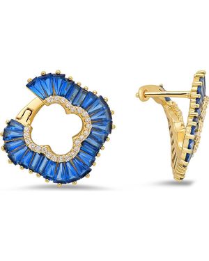 Queen Jewels Clover Hoop Earrings - Blue