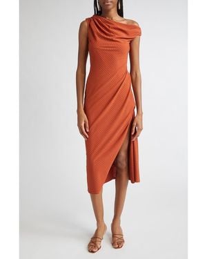 Ramy Brook Benja Asymmetric Ruched Dress - Orange