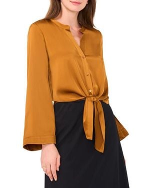 Halogen® Tie-Front Bell-Sleeve Polyester Blouse - Orange