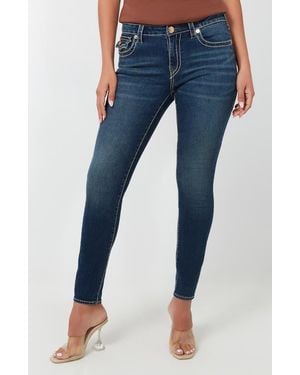True Religion Jennie Flap Skinny Jeans - Blue