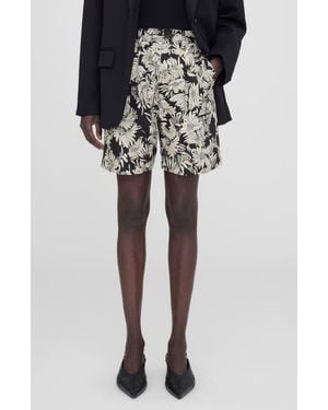 Anine Bing Carrie High Waist Linen Shorts - Black