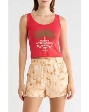 Hurley Honolulu Scoop Neck Crop Tank - Red