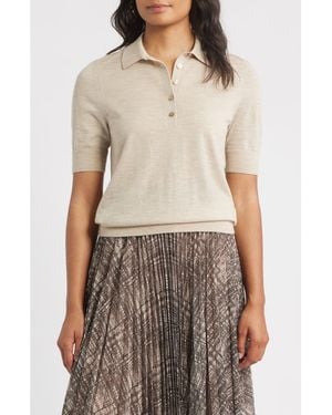 BOSS Fidenka Virgin Wool Polo Sweater - Brown