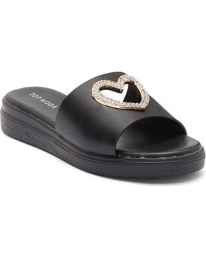Top Moda Genova Heart Slide Sandal - Black