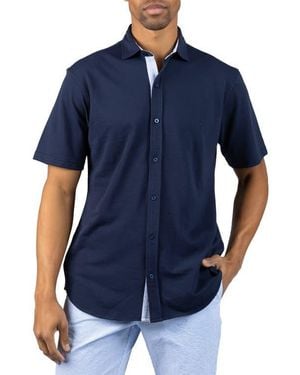 Tailorbyrd Slub Pique Button-Up Shirt - Blue
