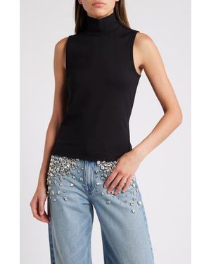 Rag & Bone Irina Sleeveless Ponte Turtleneck Top - Black