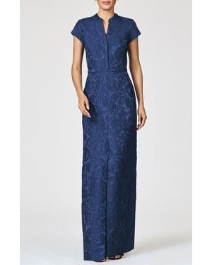 Sachin & Babi Lynn Floral Cloque Gown - Blue