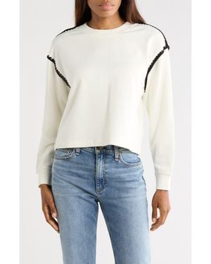 Rag & Bone Blanket Stitched Crop Sweatshirt - White