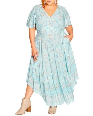 City Chic Spirited Floral Maxi Dress - Blue