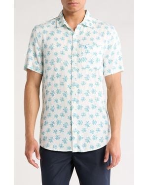 Original Penguin Floral Short Sleeve Button-Up Shirt - Blue