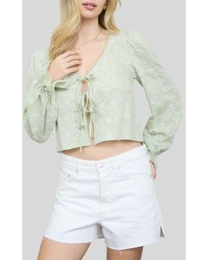 Blu Pepper Front Tie Long Sleeve Top - Multicolor