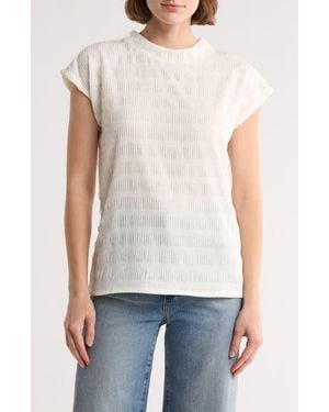 Bobeau Shirred Drop Shoulder Top - White