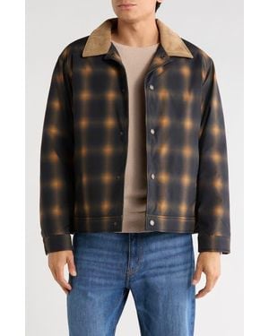 Pendleton Plaid Faux Shearling Lined Ripstop Shirt Jacket - Black