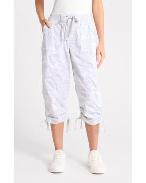 DKNY Peached Poplin Convertible Utility Pants - Blue