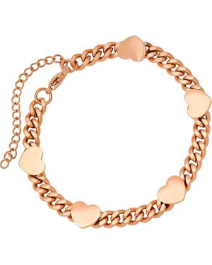 HMY Jewelry 18K Plated Stainless Steel Heart Bracelet - Metallic