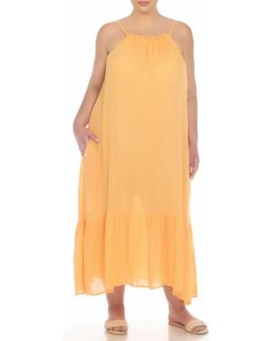 Boho Me Deep Back Ruffle Hem Dress - Orange