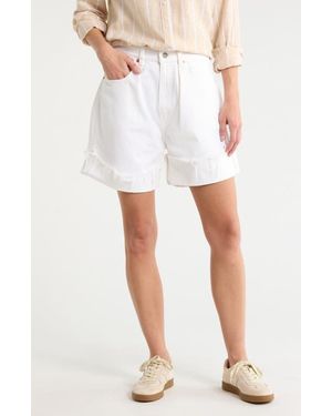 Denimist Brooke Fray Hem Cuffed Denim Shorts - White