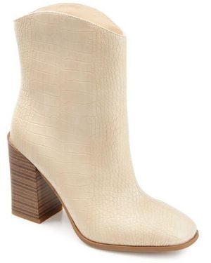 Journee Collection Brekkin Croc Embossed Western Bootie - Natural