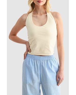 Lush Stretch Cotton Halter Top - Blue