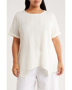 Ruby Rd. Short Sleeve Textured Knit Top - White